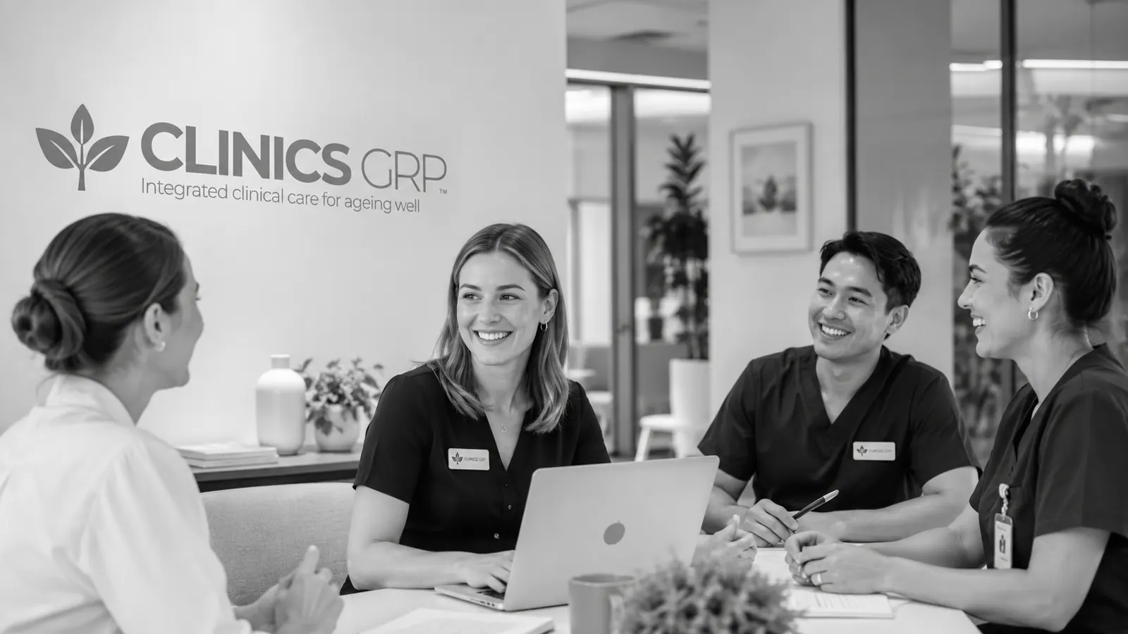 Clinics GRP clinicians discussing current career opportunities as a team.