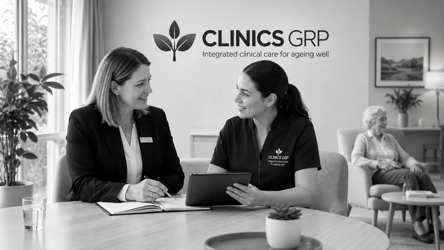 Clinics GRP clinicians coordinating care in a supported-care setting.