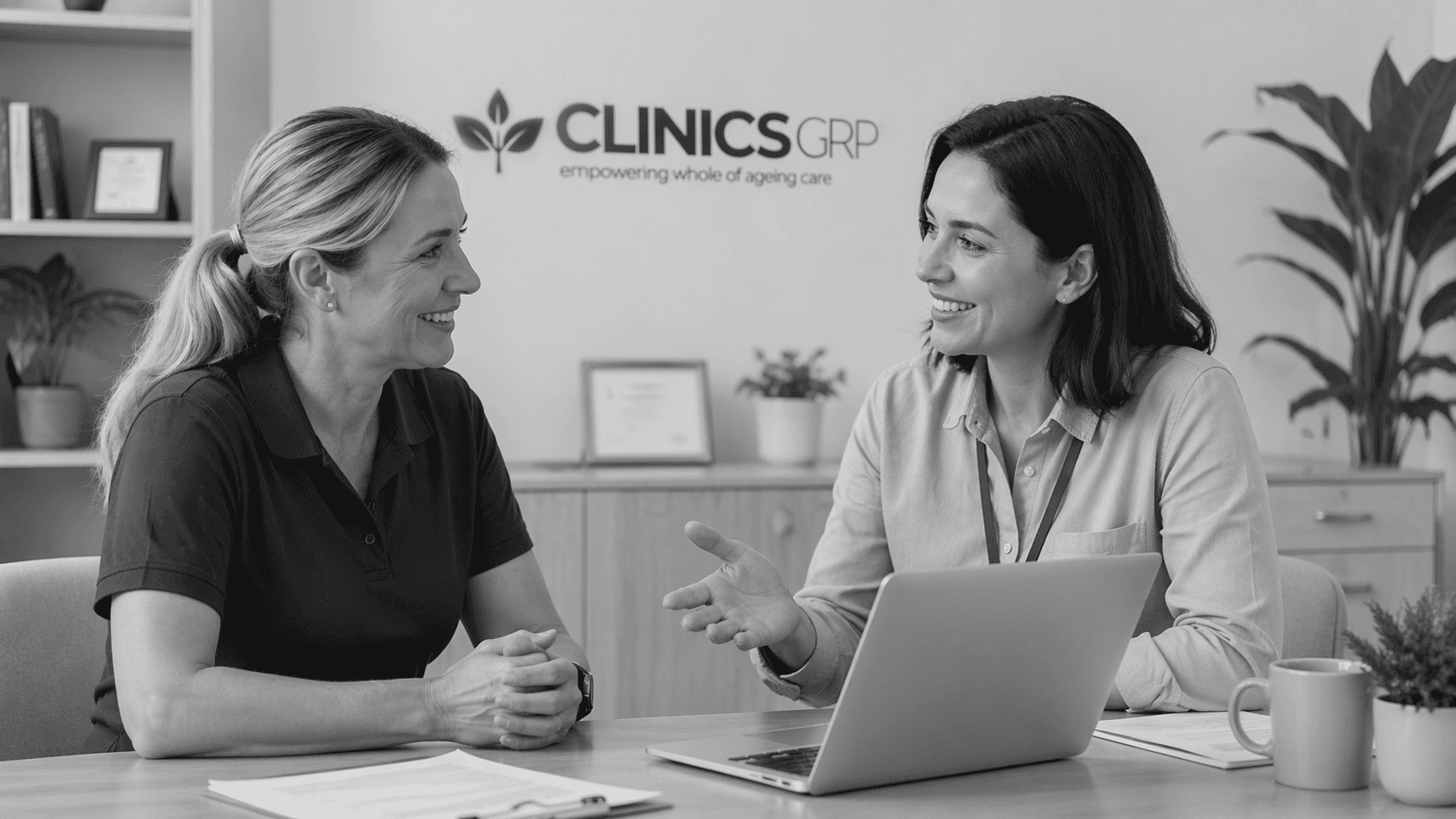 A Clinics GRP coordinator meeting with a home care provider.